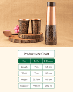 Premium Copper Tower Bottle Engrawed with 2 Pcs Glass