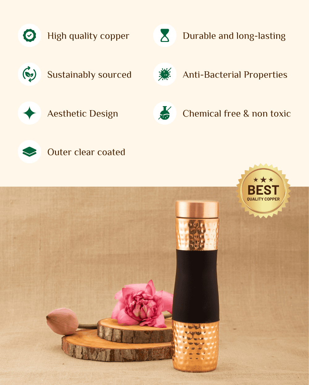 Benefits of Copper Alfa Bottle Black Color Coated