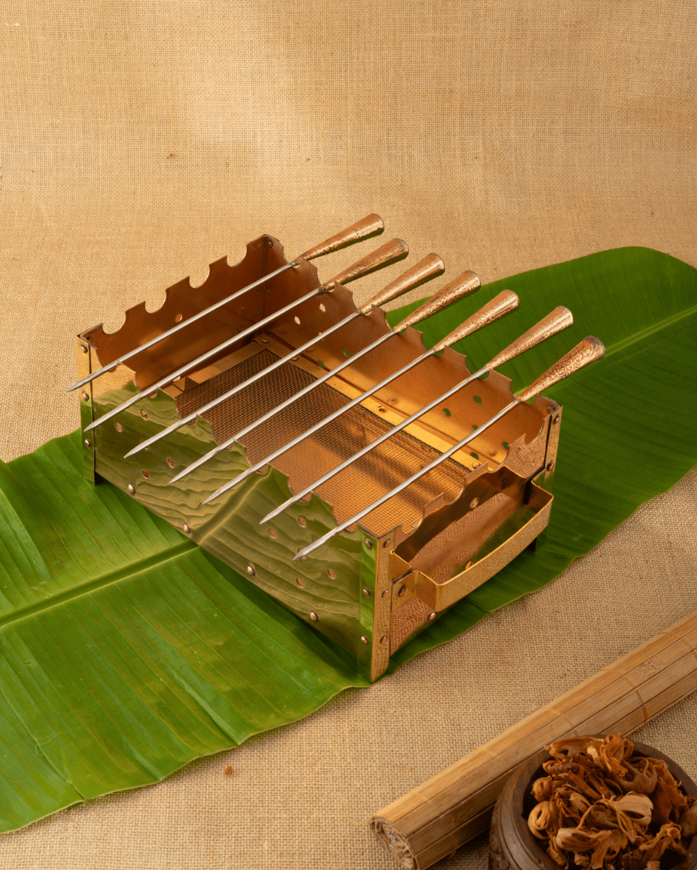 Copper and Brass Barbeque Set