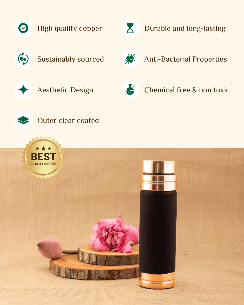 Benefits of Copper Premium Bottle Black Color Coated