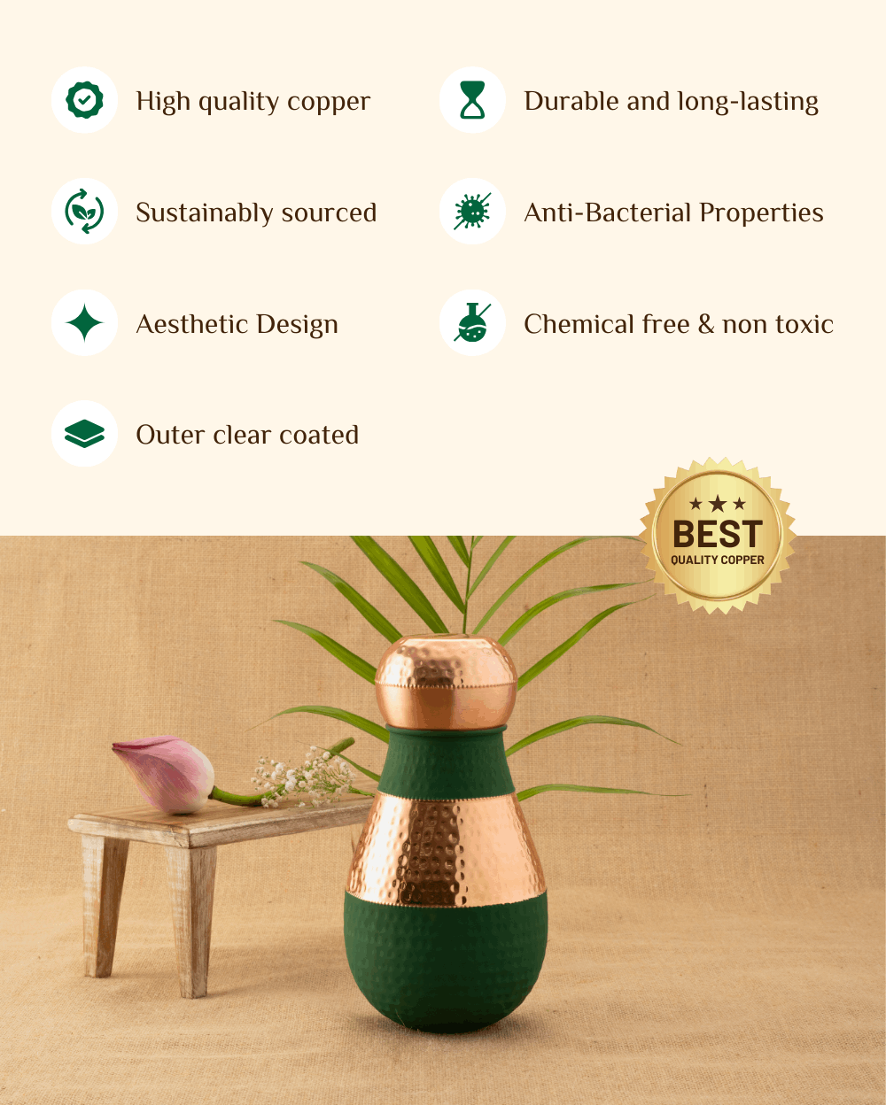 Benefits Of Copper Rajwadi Bedroom Jar Green Color Coated