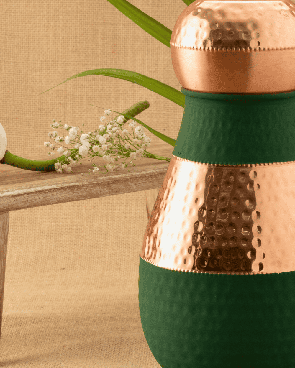 Authentic Copper Rajwadi Bedroom Jar Green