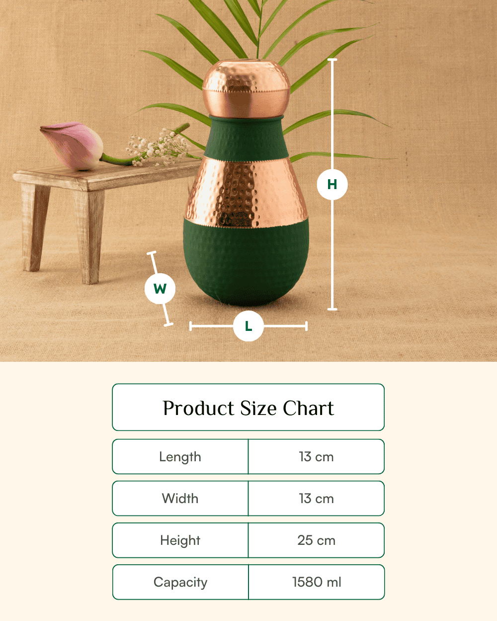 Preminum Copper Rajwadi Bedroom Jar Green