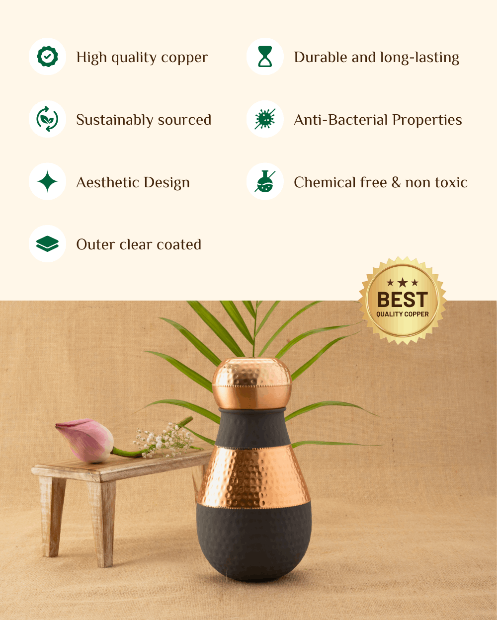 Benefits Of Copper Rajwadi Bedroom Jar Grey Color Coated 