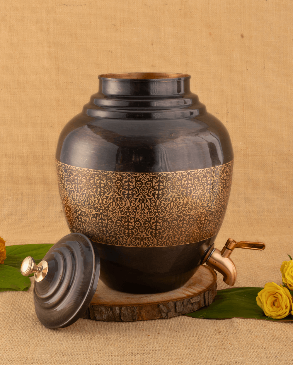 Copper Royal Matka/Waterpot Engraved 8L