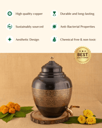 Copper Royal Matka/Waterpot Engraved 8L
