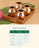 Premium Copper Vintage Glass 4 Pcs with Teakwood Tray