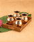 Copper Vintage Glass 4 Pcs with Teakwood Tray