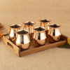 Copper Vintage Glass 6 Pcs Set with Teakwood Tray