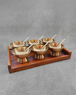 Bronze Supreme Ice Cream Set With Teak Wood Tray