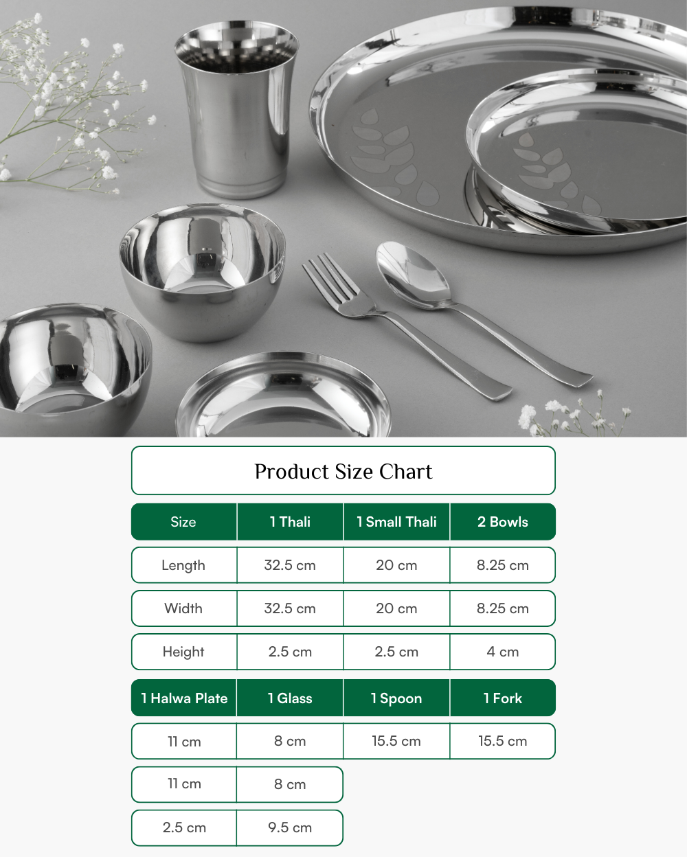 Steel Hefty Thaliset 8 Pcs
