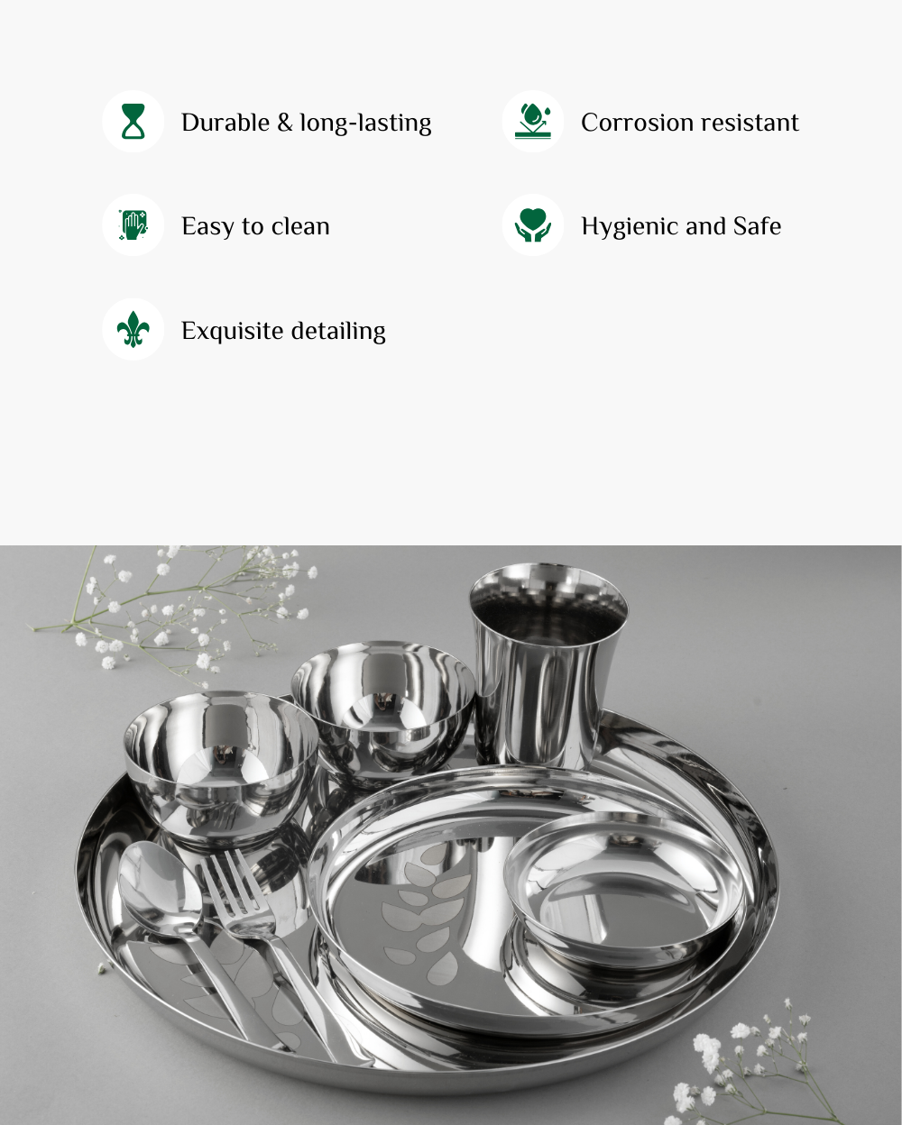 Steel Hefty Thaliset 8 Pcs