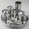 Steel Sparkle Hammered Thali Set 42 Pcs