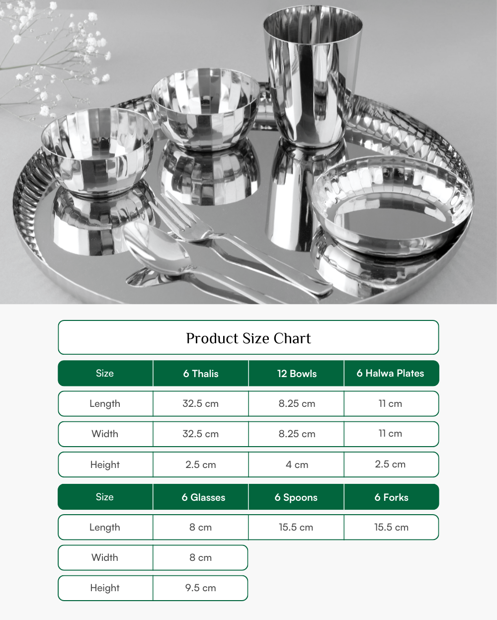 Premium Steel Sparkle Hammered Thali Set 42 Pcs