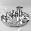 Steel Sparkle Hammered Thali Set 7 Pcs