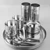 Steel Gleam Hammered Thali Set 42 Pcs