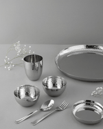Steel Gleam Hammered Thali/Dinner Set 7 Items
