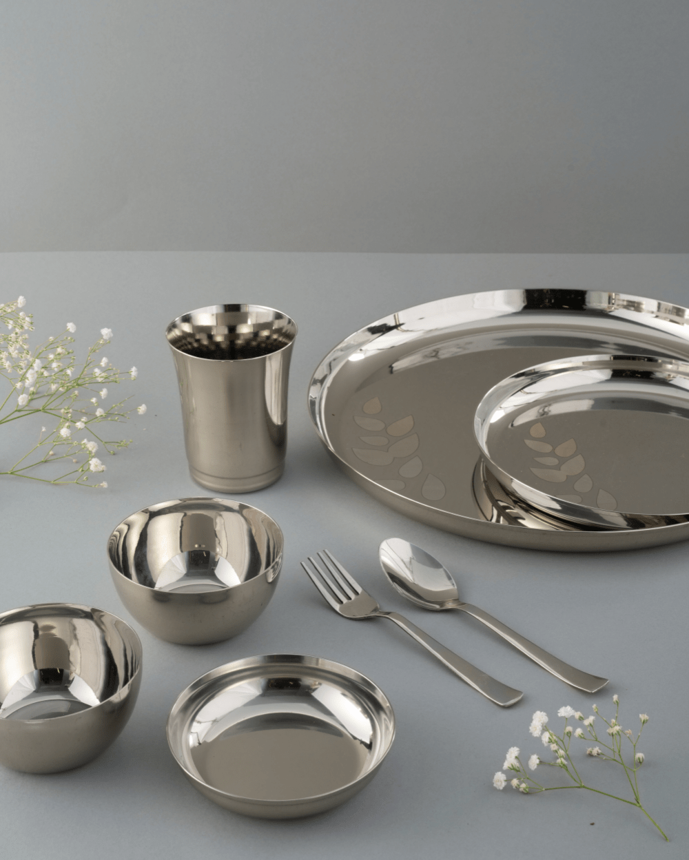 Steel Hefty Thali/ Dinner Set 48 Items