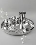 Steel Sparkle Hammered Thali/ Dinner Set 7 Items