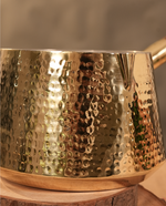 Brass saucepan tincoated with wood handle