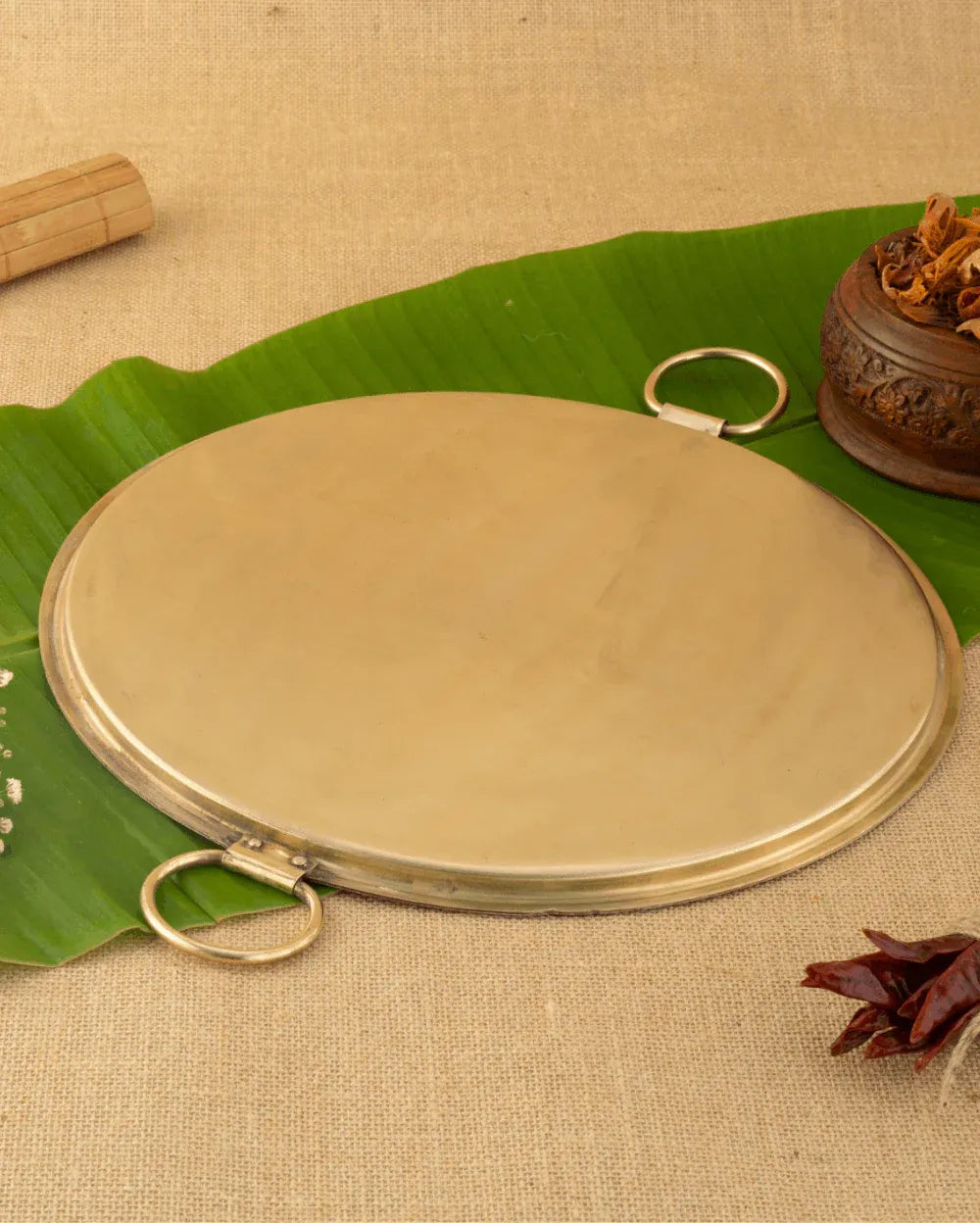 Traditional Brass Tawa Combo – Brass Robust Dosa Tawa + Brass Premium Hammered Roti Tawa