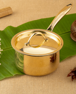 Premium Brass Cookware Combo – Brass Robust Kadai + Brass Robust Saucepan (Tin Coated with Lid)